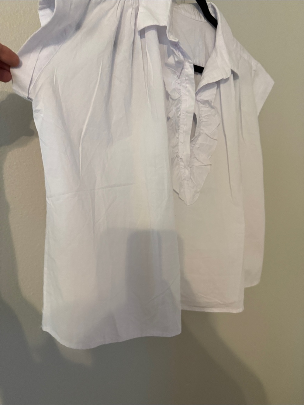 Women's White Ruffle-Trim Collared Blouse - Picture 3 of 5